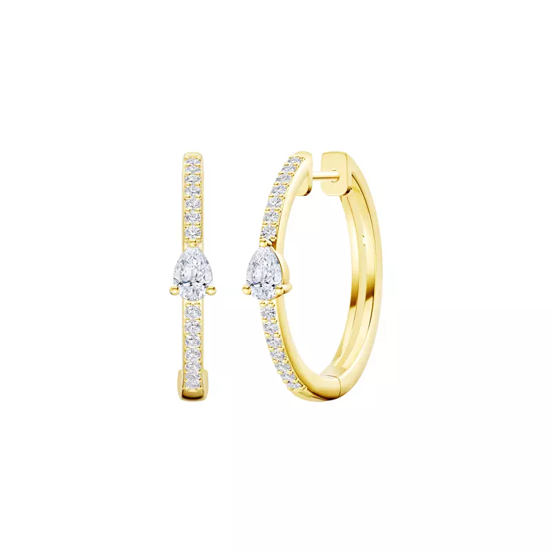 14K Yellow Gold Embliss Pear Accent Pavé Hoops (1/3 ct. tw)