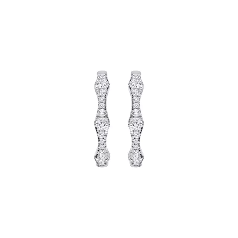 14K White Gold Solva Sculpted Lab Diamond Hoops