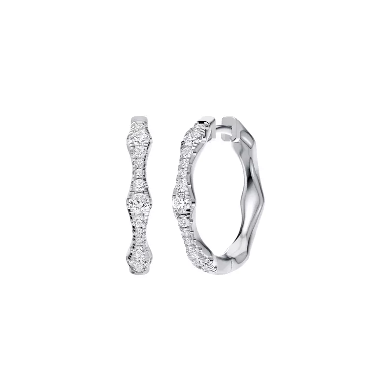 14K White Gold Solva Sculpted Lab Diamond Hoops