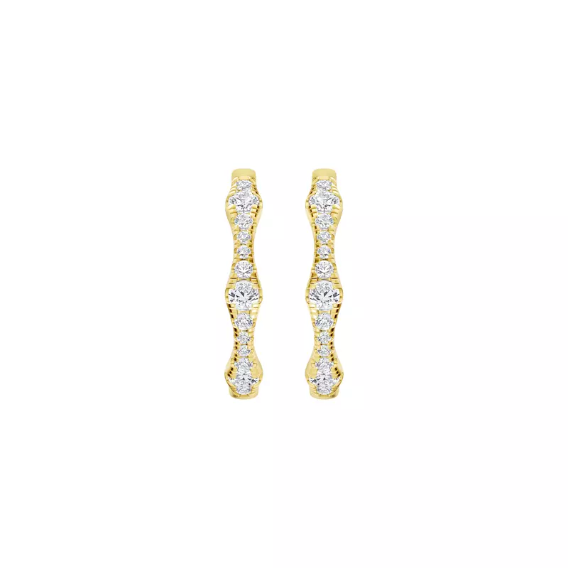 14K Yellow Gold Solva Sculpted Diamond Hoops