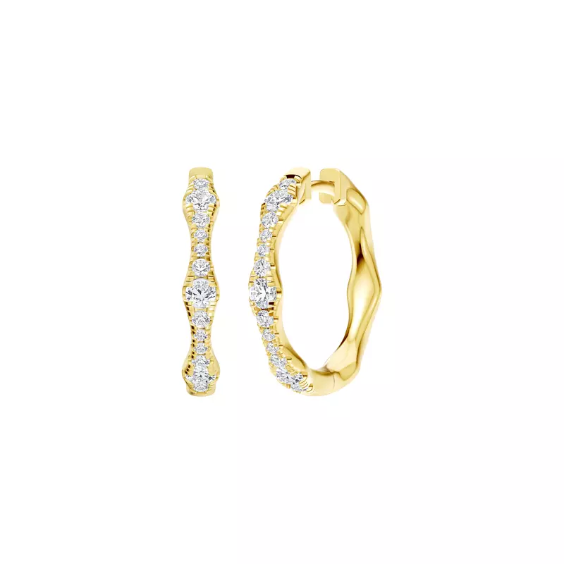 14K Yellow Gold Solva Sculpted Diamond Hoops