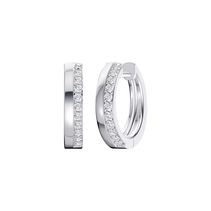 14K White Gold Arceo Diamond Hoops