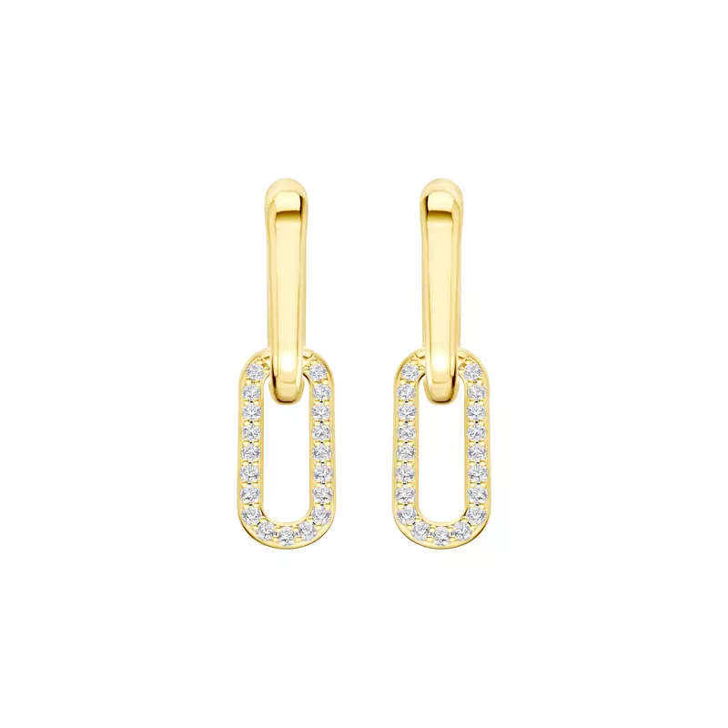 14K Yellow Gold Ovara Sway Drop Lab Pavé Earrings