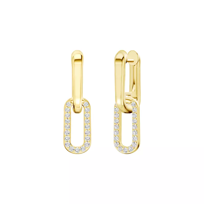 14K Yellow Gold Ovara Sway Drop Lab Pavé Earrings