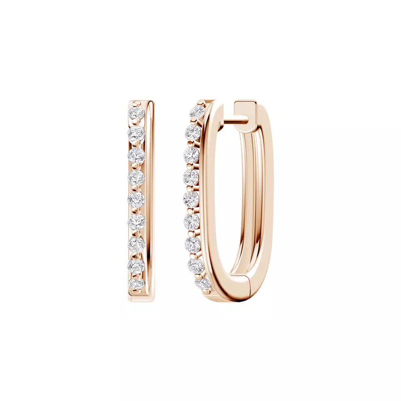 14K Rose Gold Veltra Lab Diamond Elongated Hoops