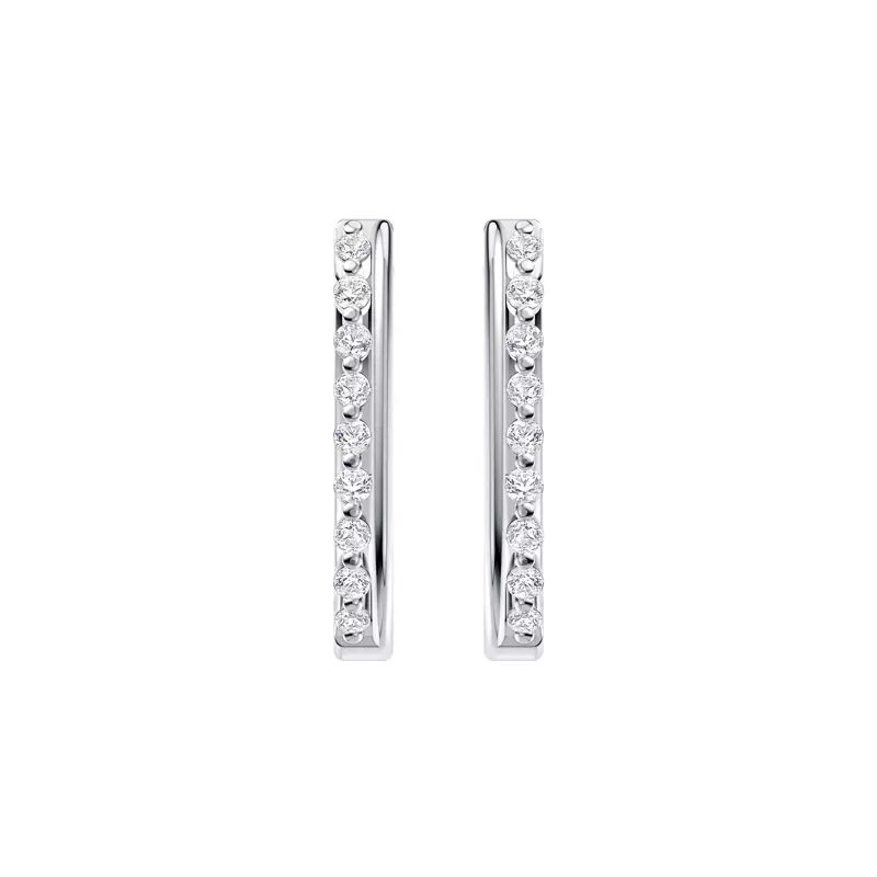 14K White Gold Veltra Lab Diamond Elongated Hoops