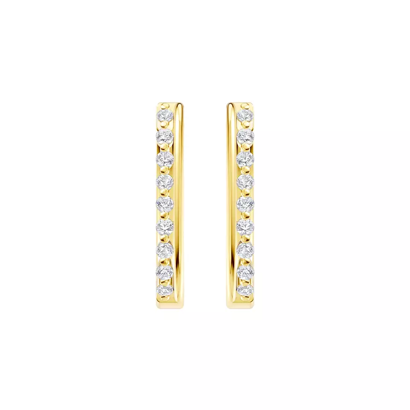 14K Yellow Gold Veltra Diamond Elongated Hoops