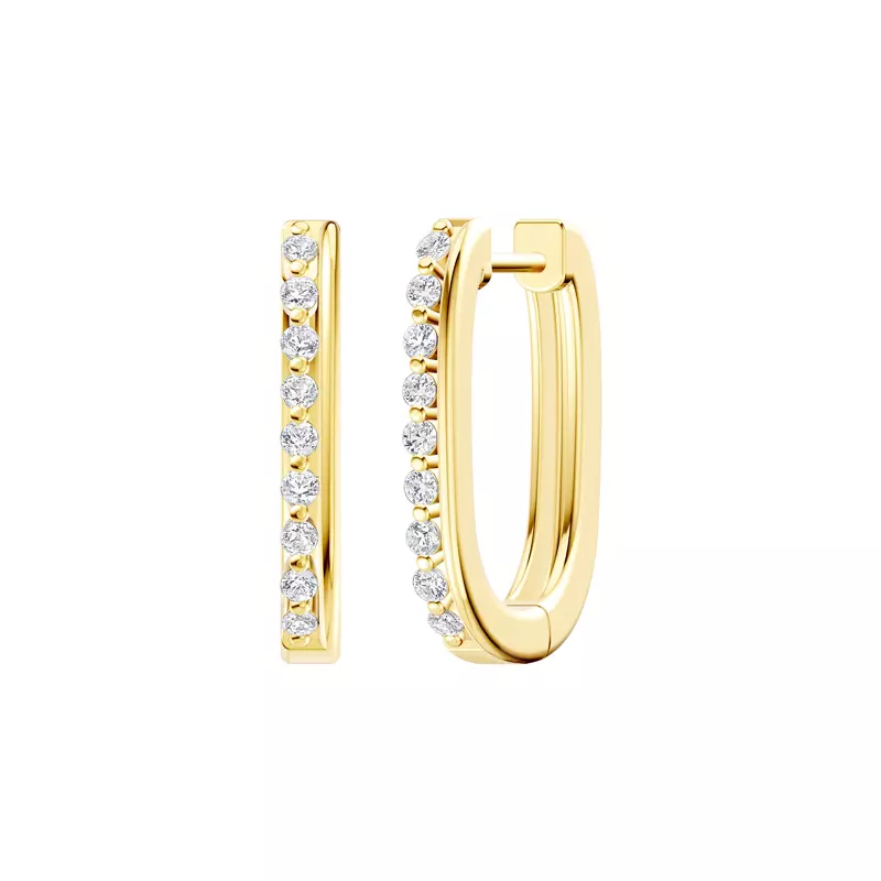14K Yellow Gold Veltra Diamond Elongated Hoops