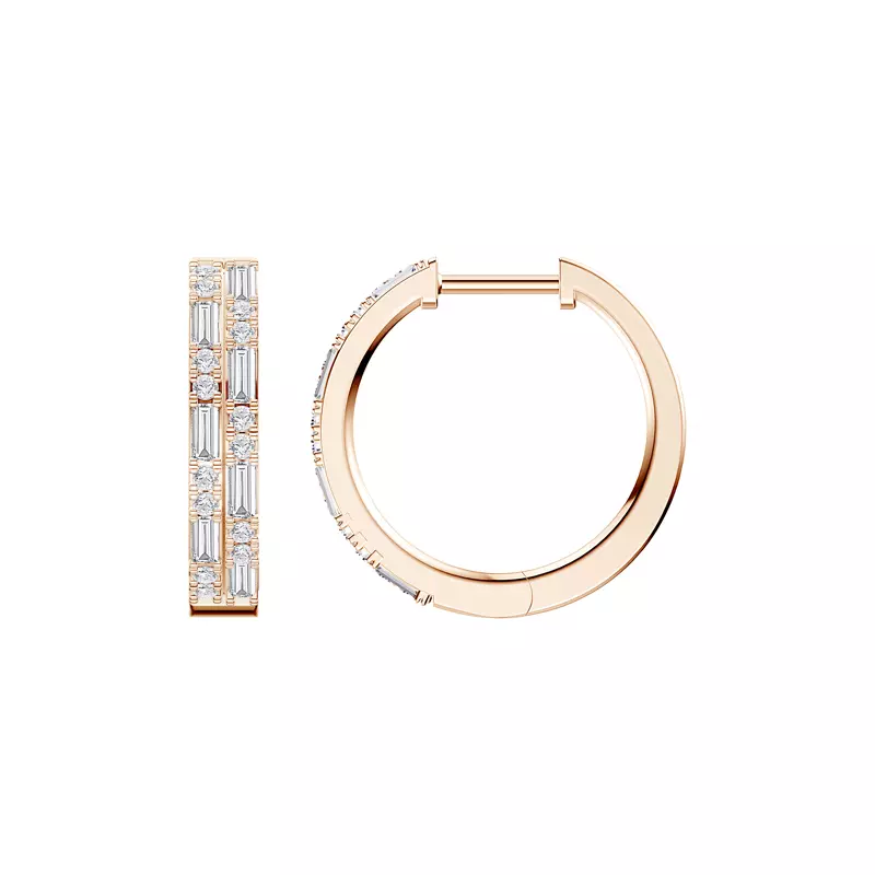 14K Rose Gold Orion Double Row Lab Diamond Hoops