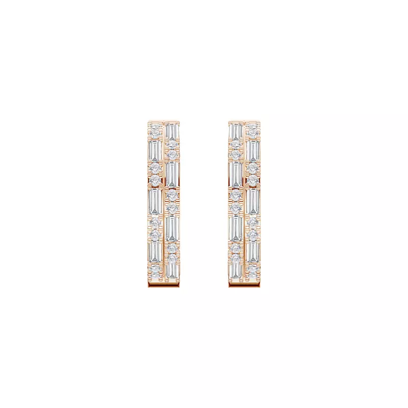 14K Rose Gold Orion Double Row Lab Diamond Hoops