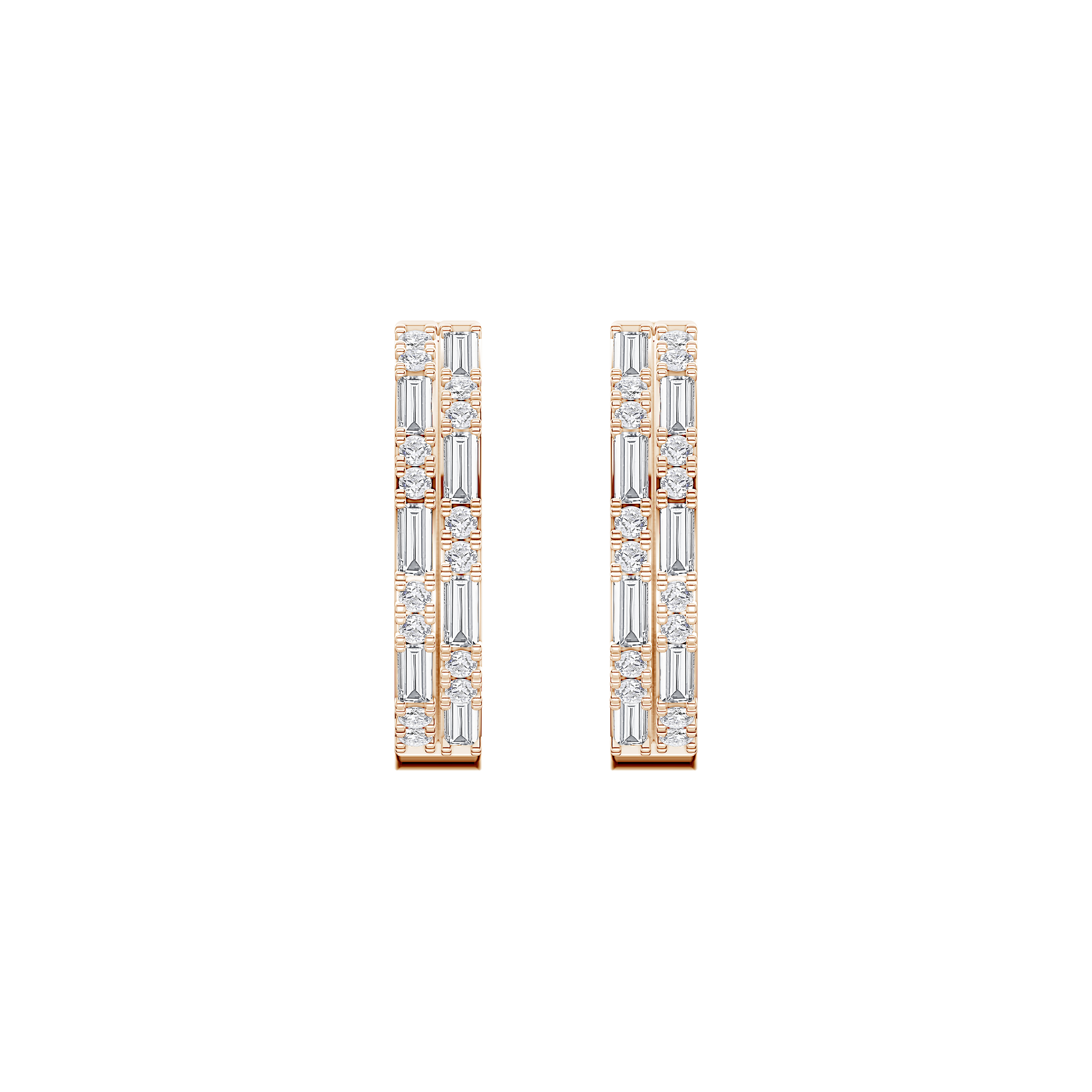 14K Rose Gold Orion Double Row Lab Diamond Hoops