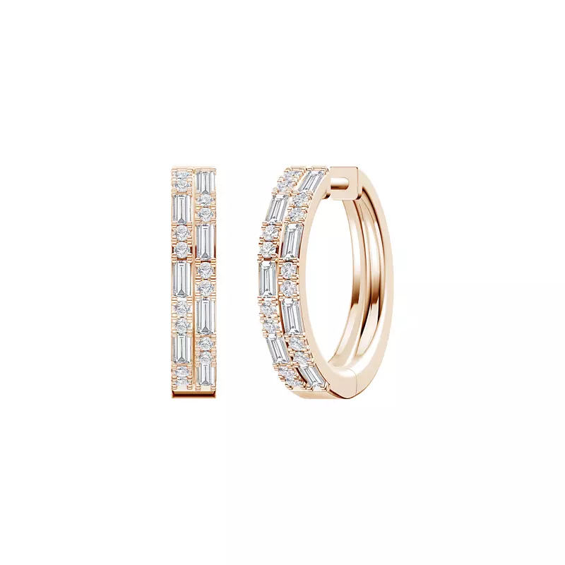 14K Rose Gold Orion Double Row Lab Diamond Hoops