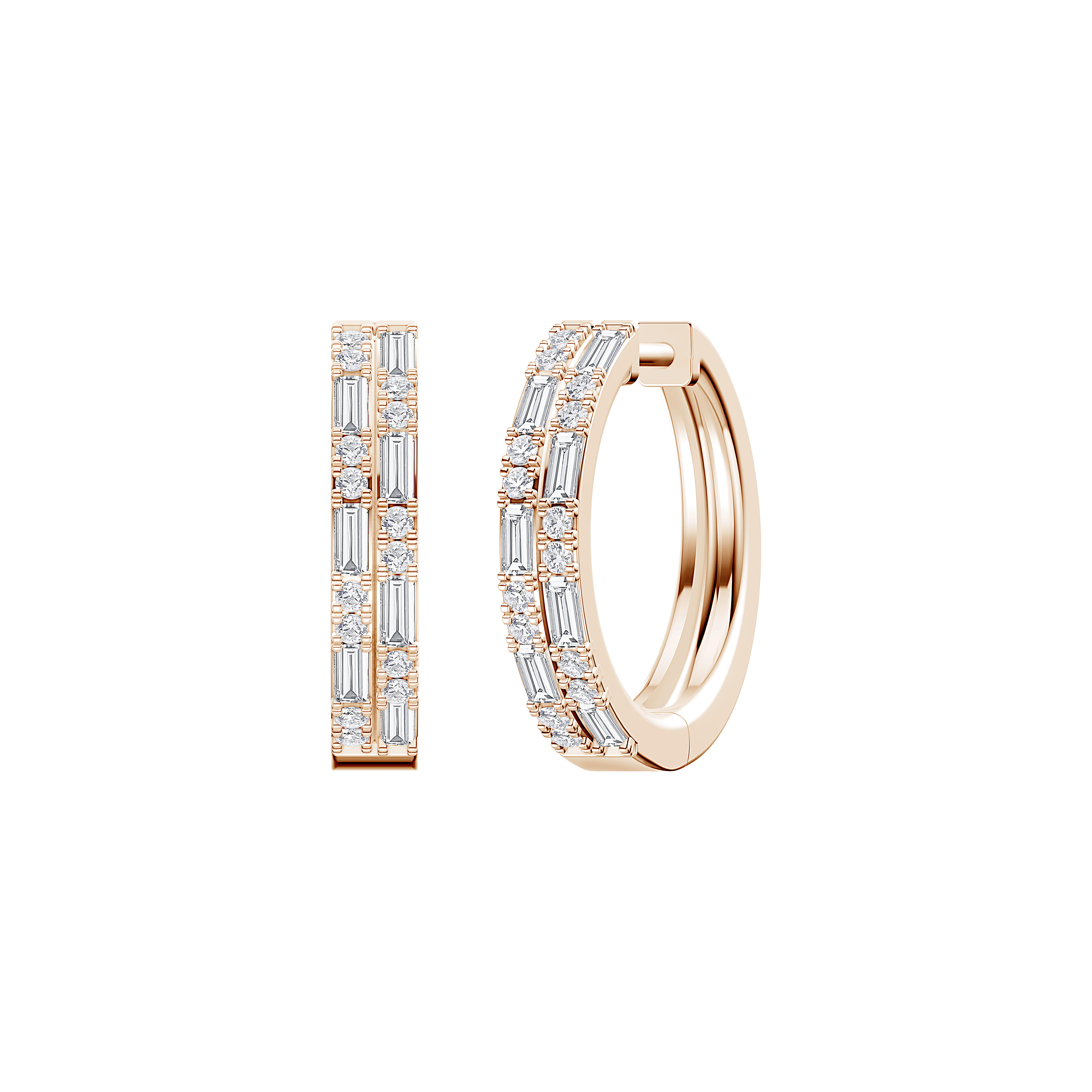 14K Rose Gold Orion Double Row Lab Diamond Hoops
