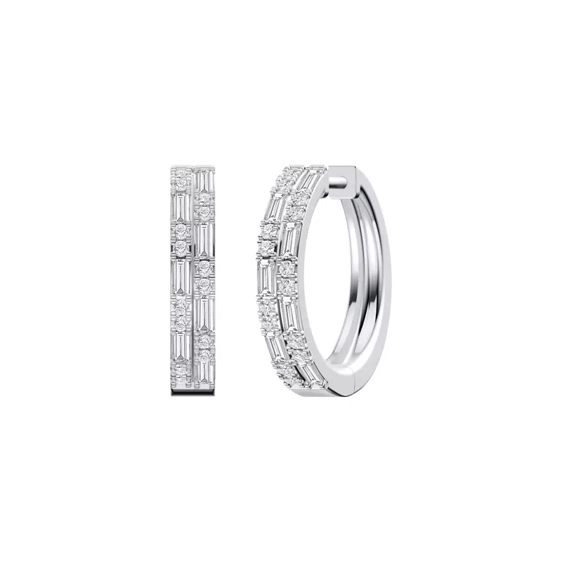 14K White Gold Orion Double Row Lab Diamond Hoops
