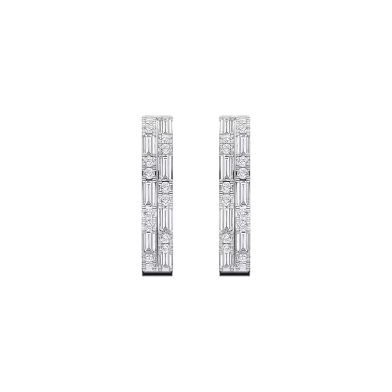 14K White Gold Orion Double Row Diamond Hoops