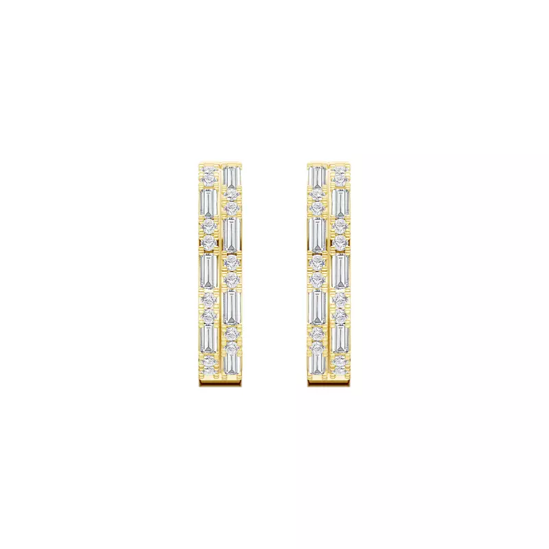 14K Yellow Gold Orion Double Row Lab Diamond Hoops