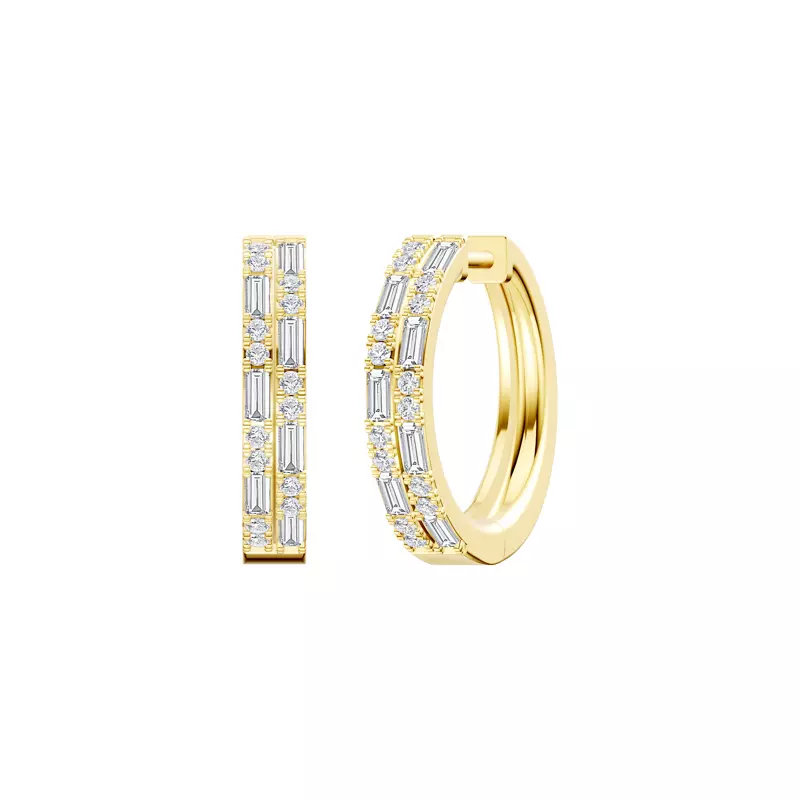 14K Yellow Gold Orion Double Row Lab Diamond Hoops