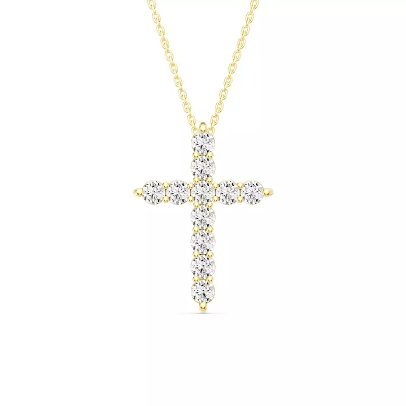 14K Yellow Gold Classic Lab Diamond Cross Necklace (1.00 ct. tw.)