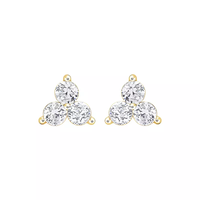 14K Yellow Gold Trio Lab Diamond Stud Earrings (1/2 ct. tw.)