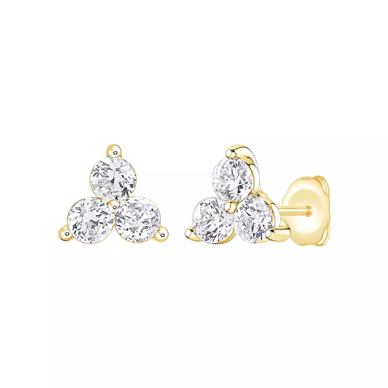 14K Yellow Gold Trio Lab Diamond Stud Earrings (1/2 ct. tw.)