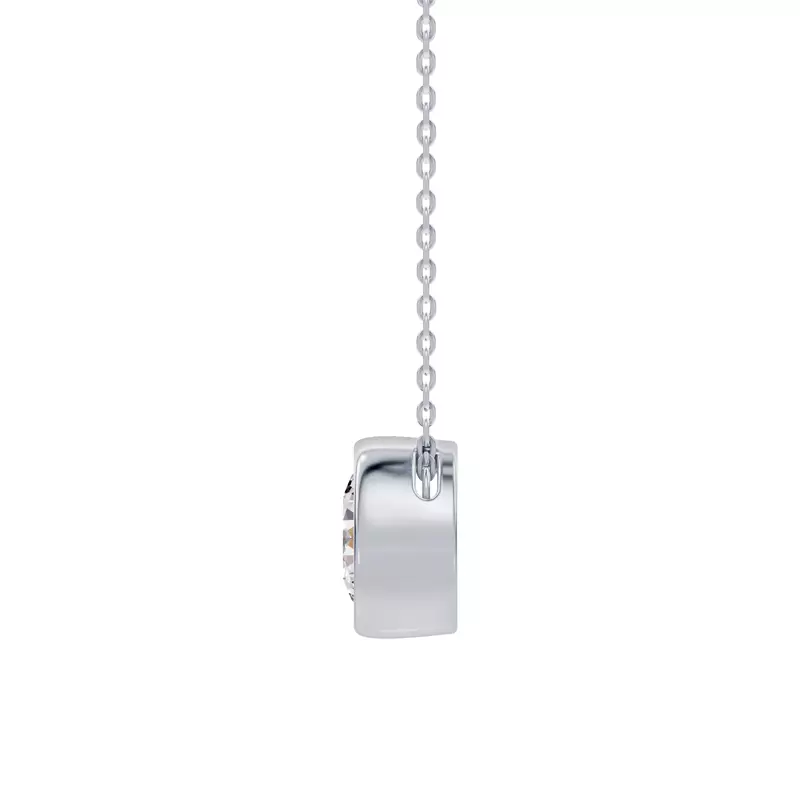14K White Gold Floating Round Lab Diamond Bezel Pendant