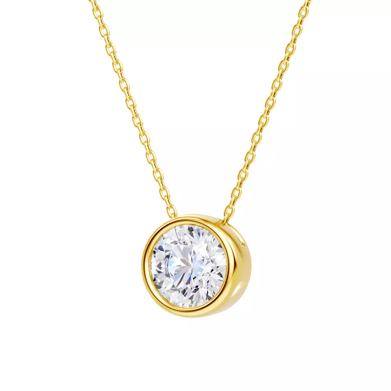 14K Yellow Gold Floating Round Lab Diamond Bezel Pendant