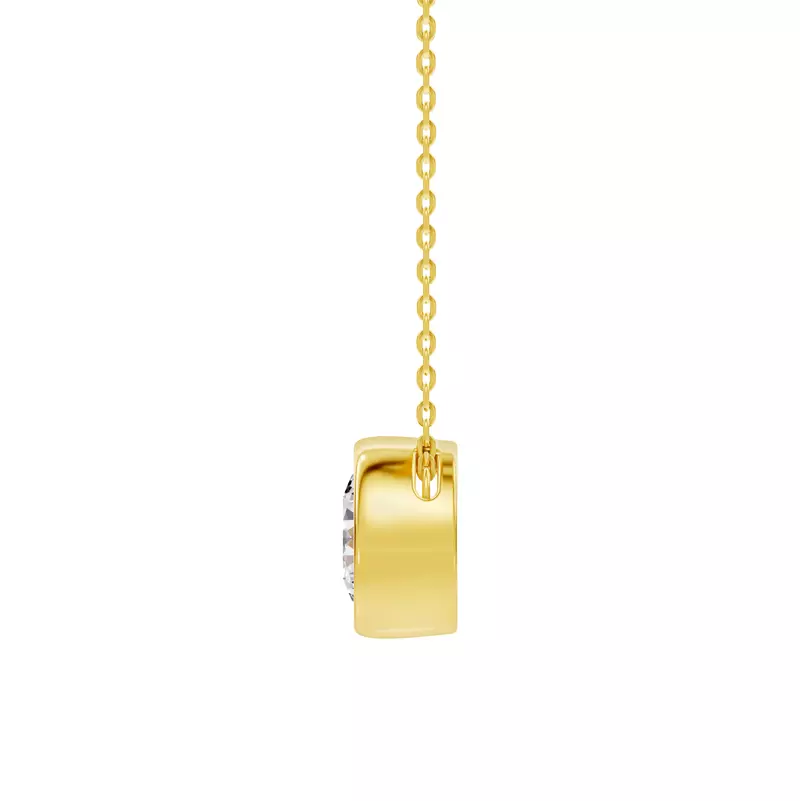 14K Yellow Gold Floating Round Lab Diamond Bezel Pendant
