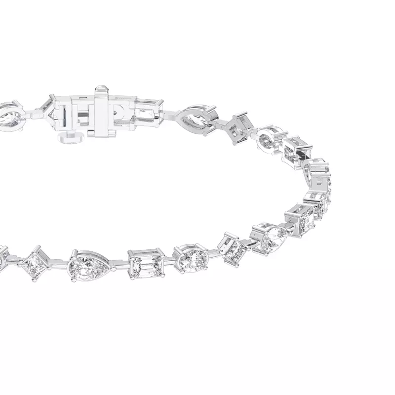 14K White Gold Celeste Multi-Shape Lab Diamond Tennis Bracelet