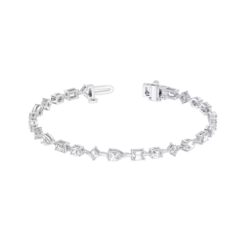 14K White Gold Celeste Multi-Shape Lab Diamond Tennis Bracelet