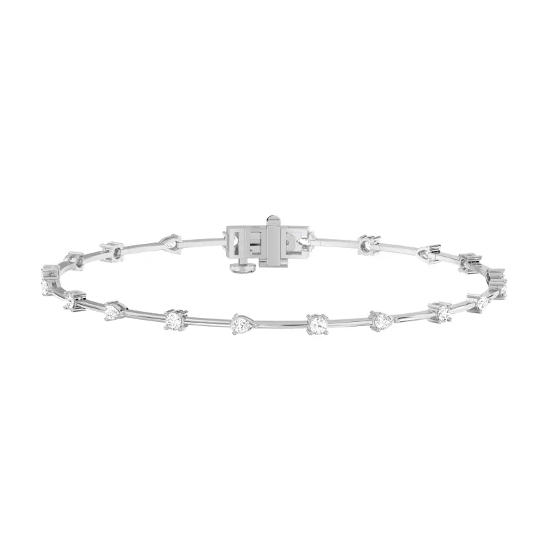 14K White Gold Lyric Lab Diamond Bar-Link Bracelet