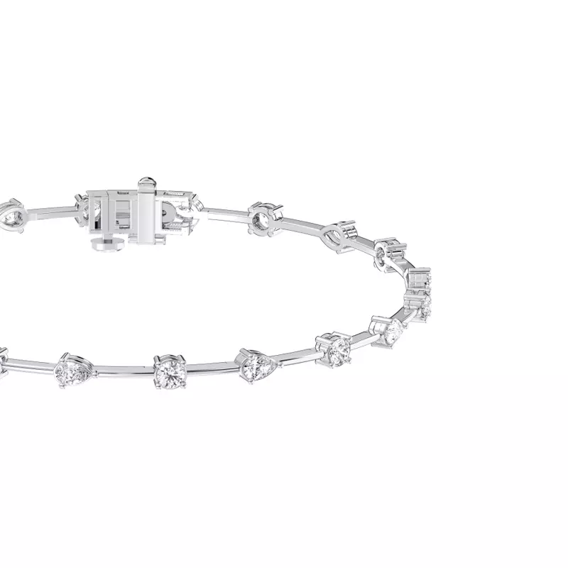 14K White Gold Lyric Lab Diamond Bar-Link Bracelet