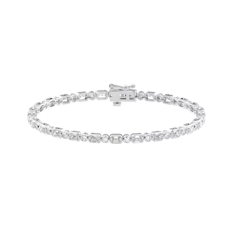 14K White Gold Elara Bezel-Set Lab Diamond Tennis Bracelet