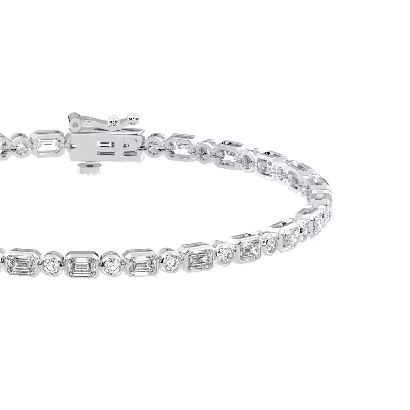 14K White Gold Elara Bezel-Set Lab Diamond Tennis Bracelet