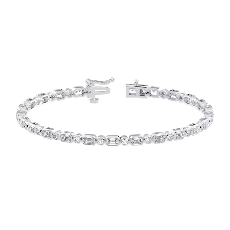 14K White Gold Elara Bezel-Set Lab Diamond Tennis Bracelet