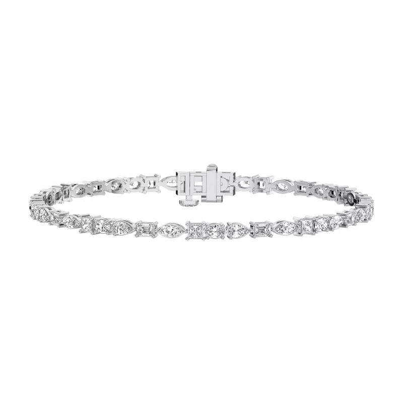 14K White Gold Isara Mixed Shape Lab Diamond Bracelet