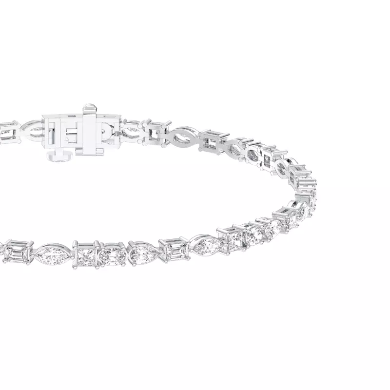 14K White Gold Isara Mixed Shape Lab Diamond Bracelet