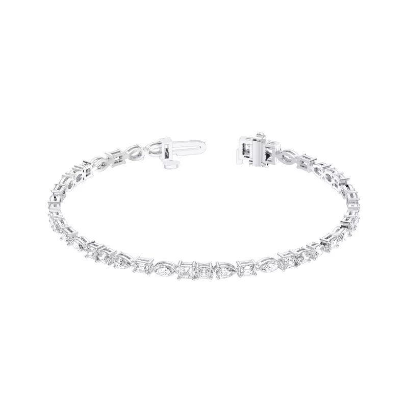14K White Gold Isara Mixed Shape Lab Diamond Bracelet