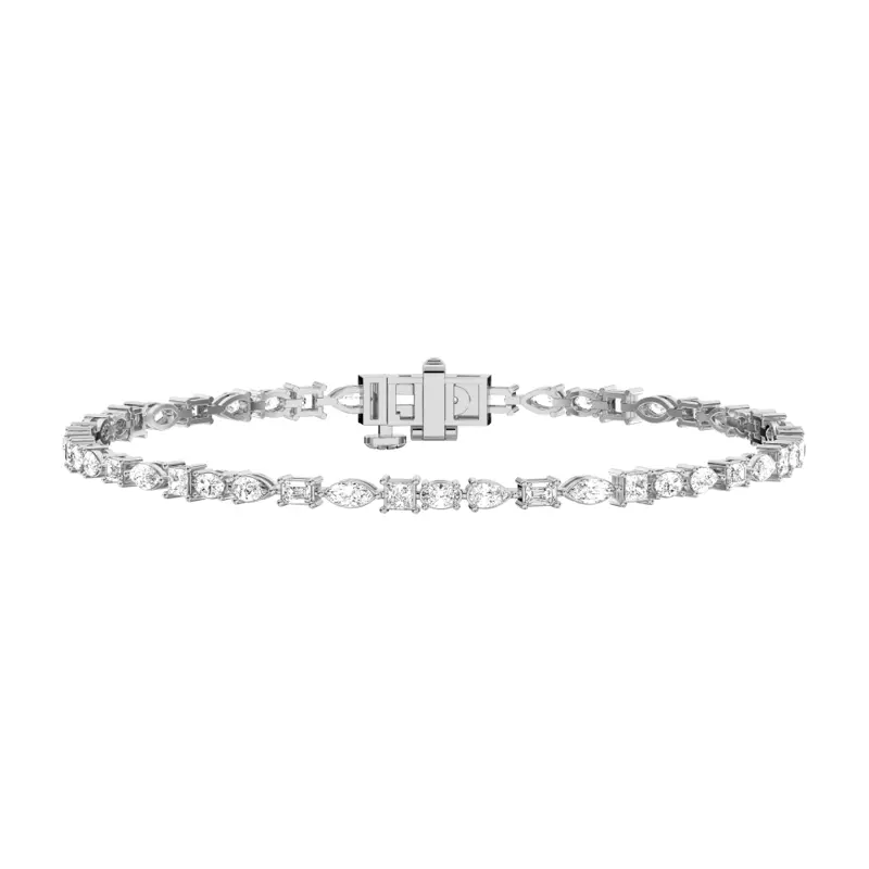 14K White Gold Nova Mixed-Shape Lab Diamond Tennis Bracelet