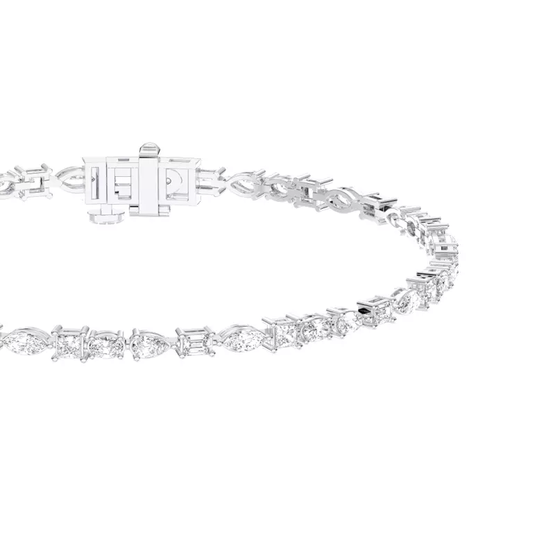 14K White Gold Nova Mixed-Shape Lab Diamond Tennis Bracelet