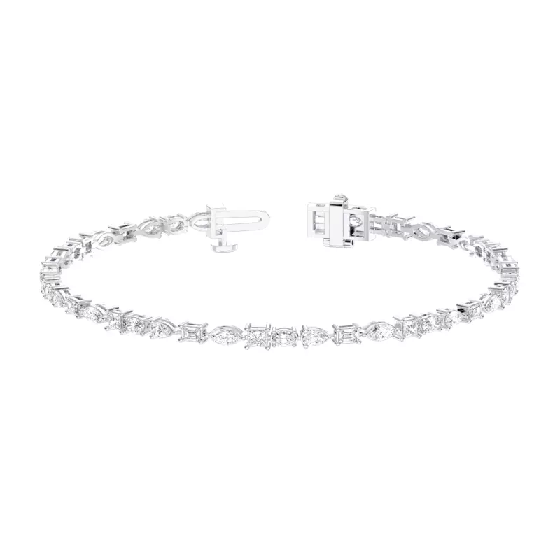 14K White Gold Nova Mixed-Shape Lab Diamond Tennis Bracelet