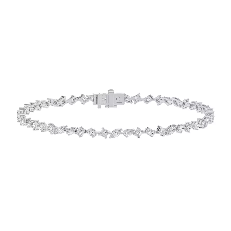 14K White Gold Zina Mixed Shape Lab Diamond Bracelet