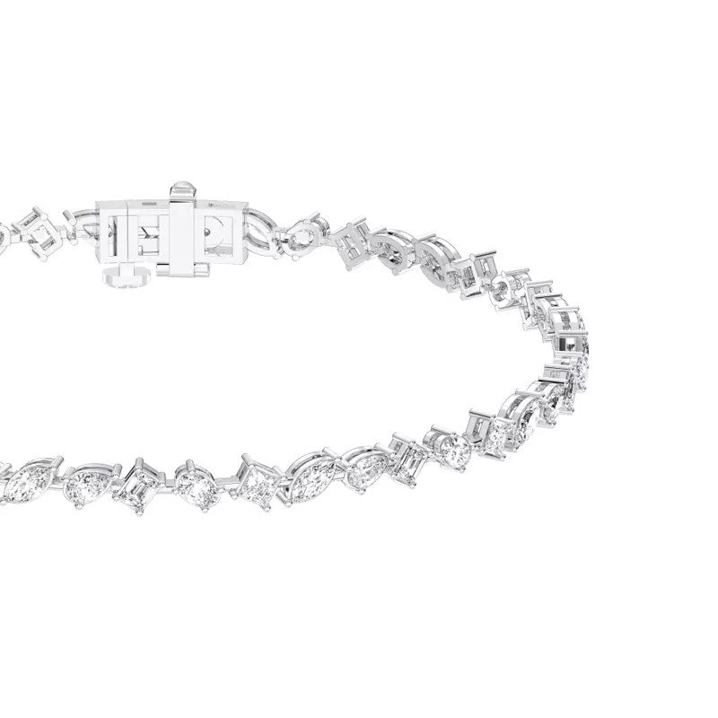 14K White Gold Zina Mixed Shape Lab Diamond Bracelet
