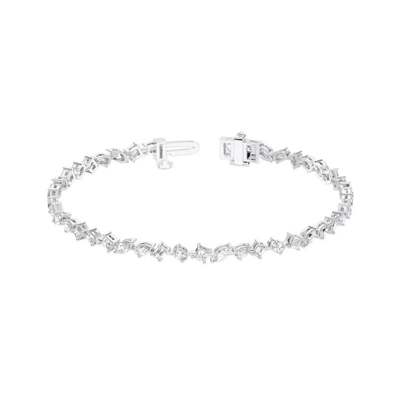14K White Gold Zina Mixed Shape Lab Diamond Bracelet