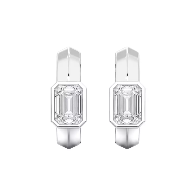 Brava Bezel-Set Emerald-Cut Lab Diamond Huggie Hoops (1/2 ct. tw.)