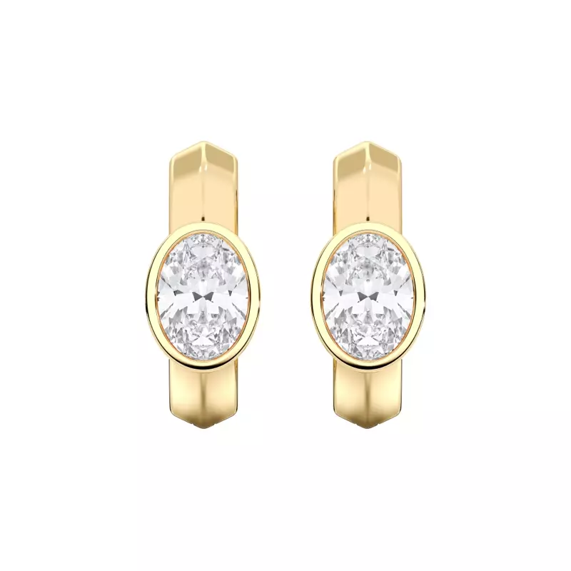 14K Yellow Gold Brava Bezel-Set Oval Lab Diamond Huggie Hoops (1/2 ct. tw.)
