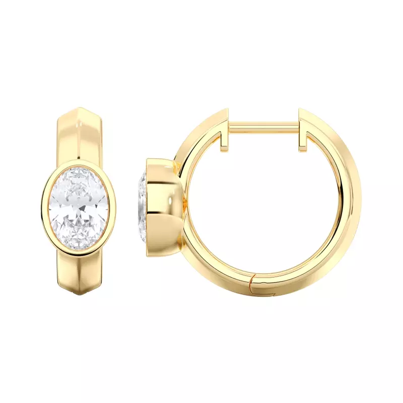 14K Yellow Gold Brava Bezel-Set Oval Lab Diamond Huggie Hoops (1/2 ct. tw.)