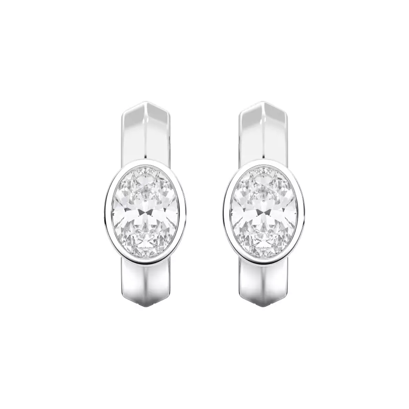 Brava Bezel-Set Oval Lab Diamond Huggie Hoops (1 ct. tw.)