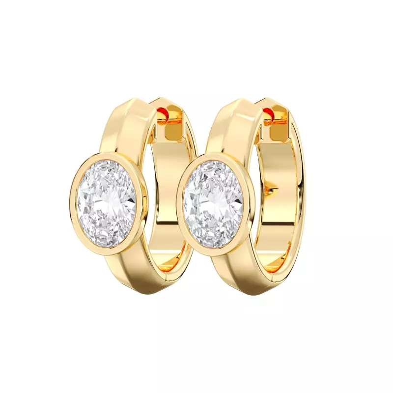 14K Yellow Gold Brava Bezel-Set Oval Lab Diamond Huggie Hoops (1 ct. tw.)