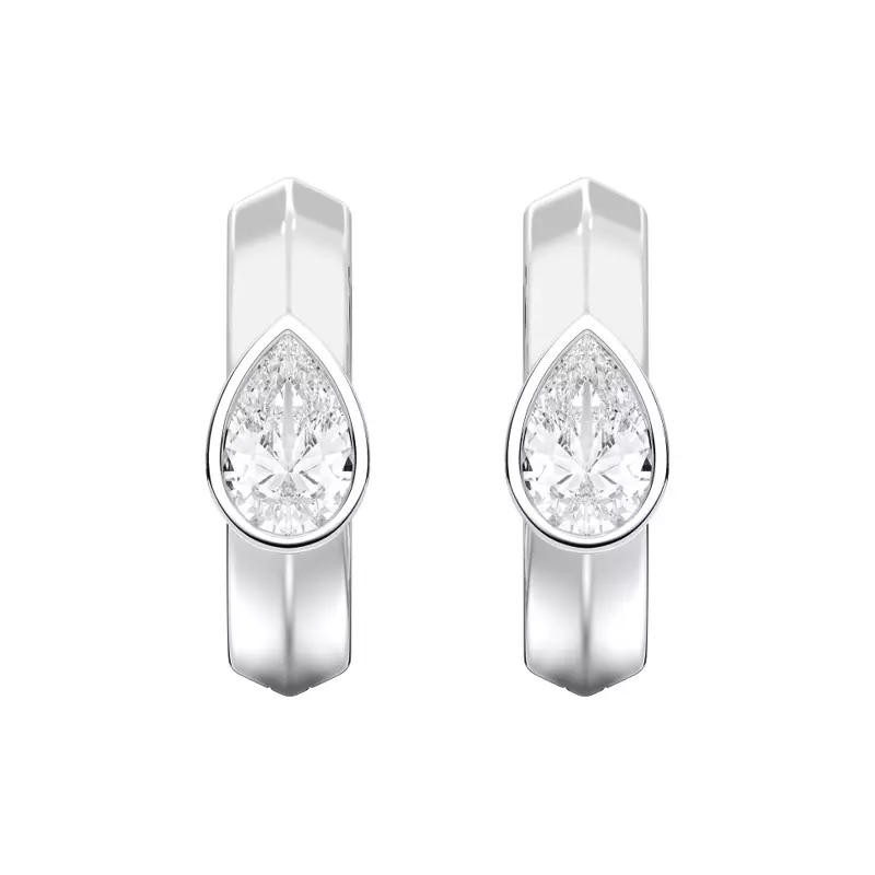 Brava Bezel-Set Pear Lab Diamond Huggie Hoops (1 ct. tw.)