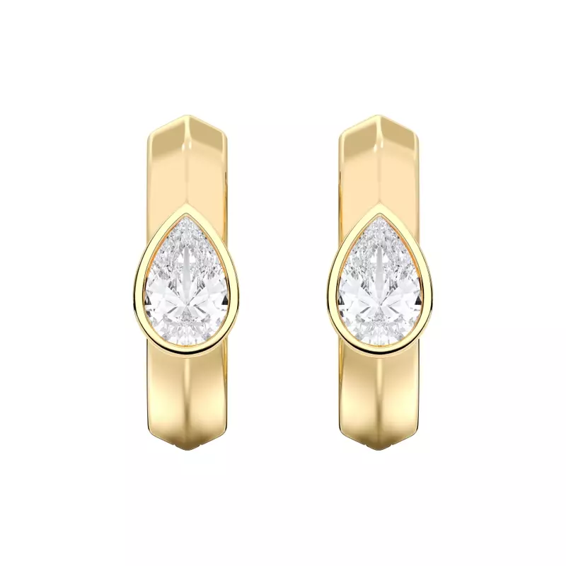 Brava Bezel-Set Pear Lab Diamond Huggie Hoops (1 ct. tw.)